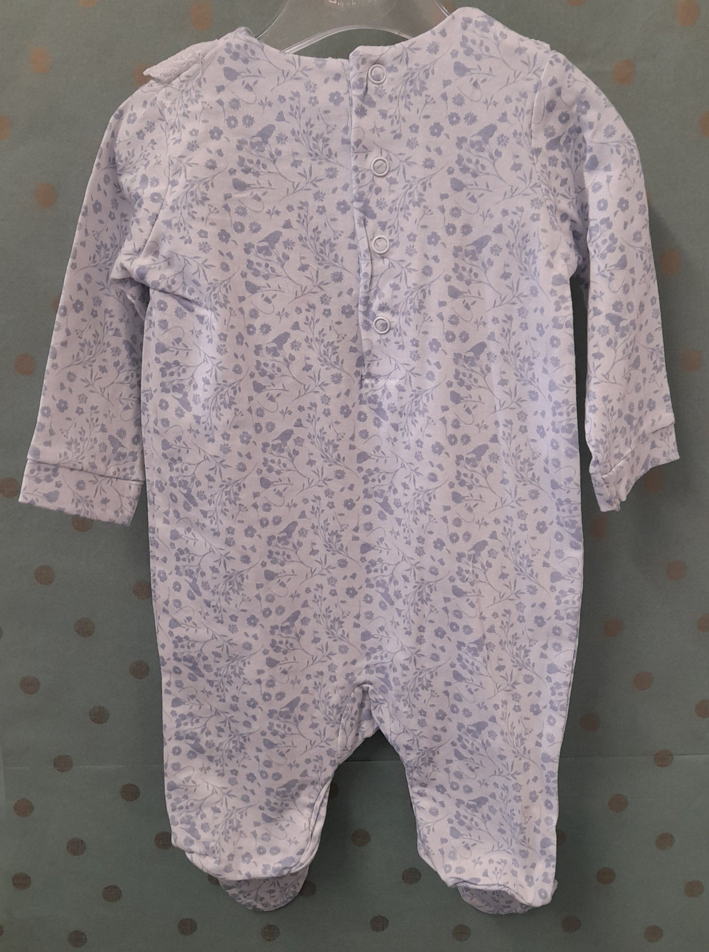 Babywear Floral and Broderie All-in-one, Cornflower Blue
