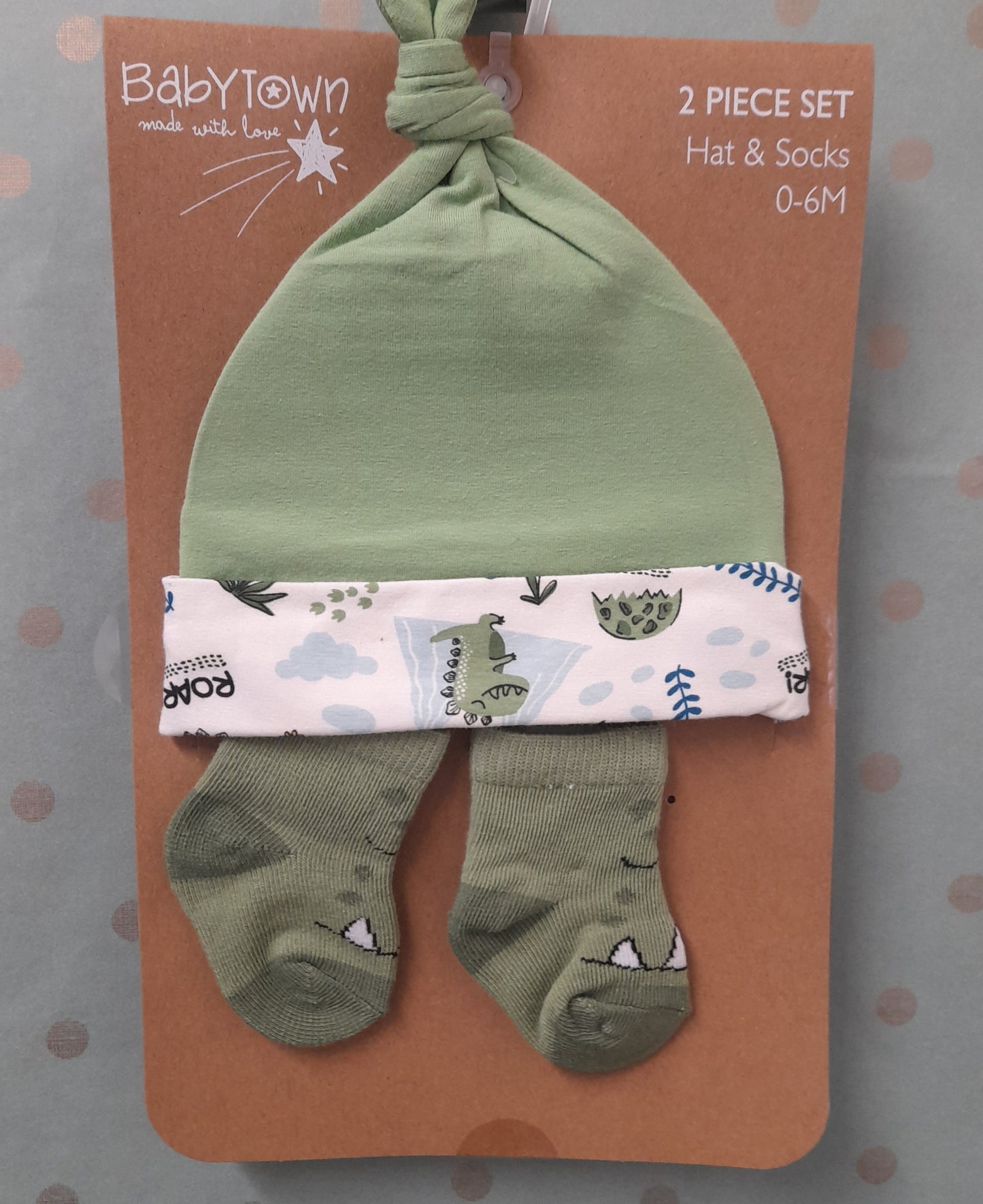 Babywear 2 Piece Hat and Socks Set, 0-6 months