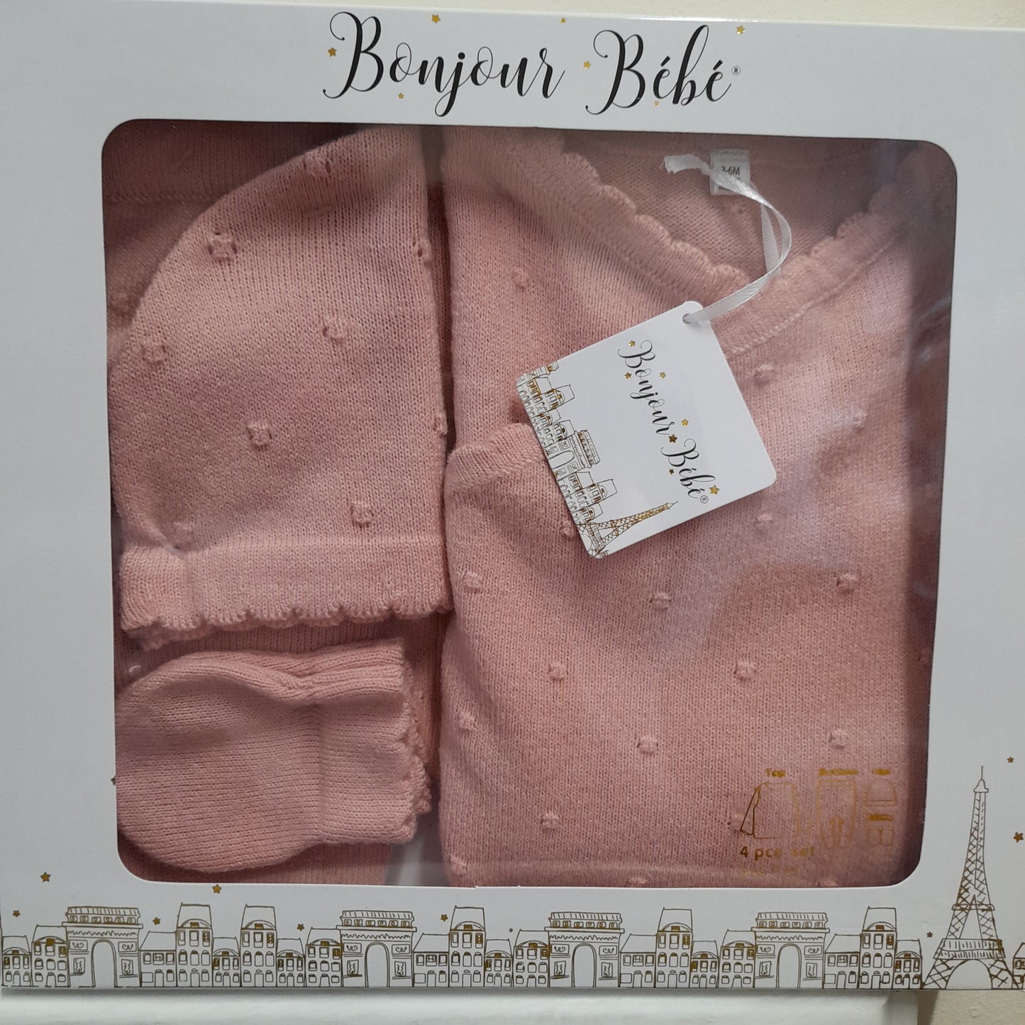 Babywear 4 Piece Knitted Set, Boxed, Dusky Pink
