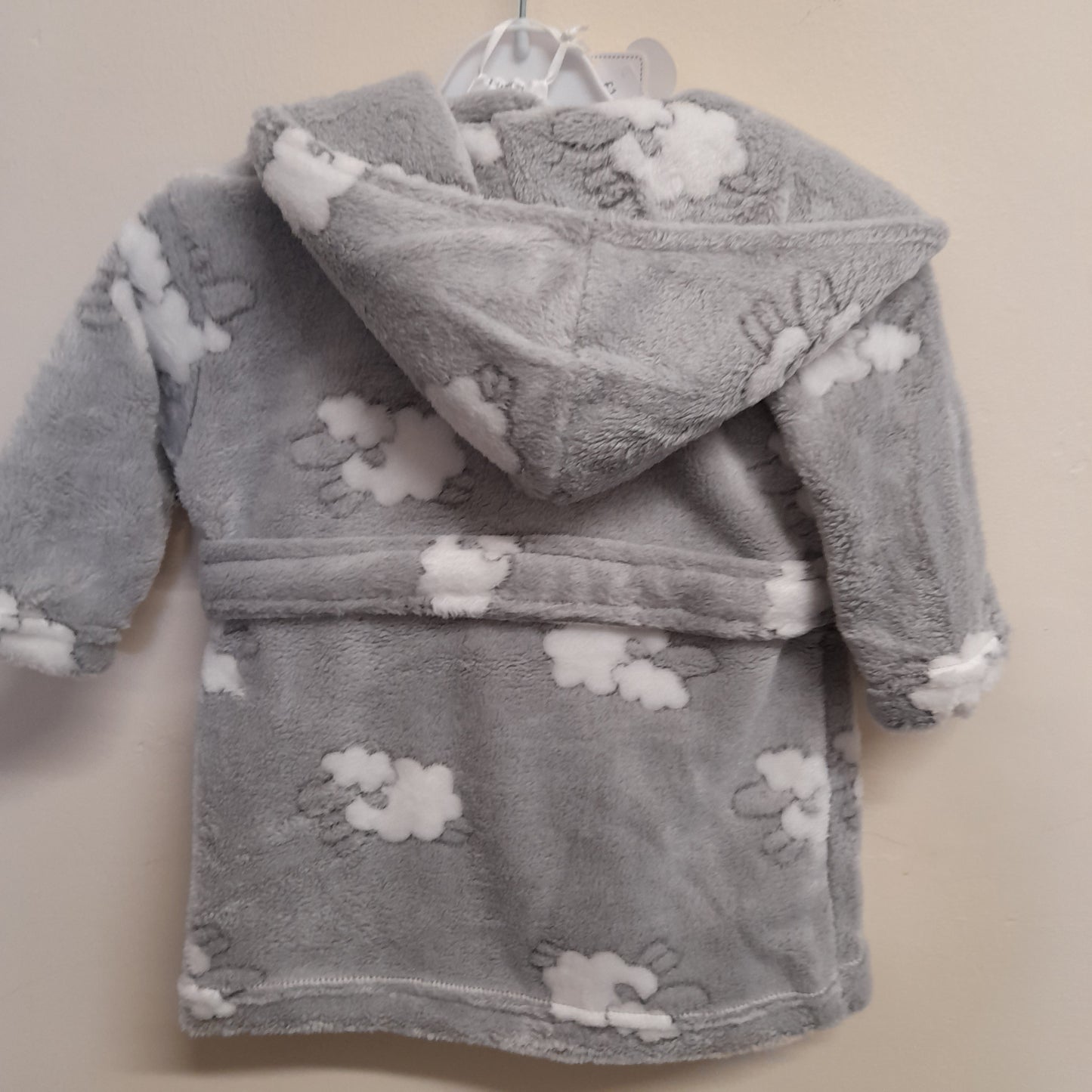 Babywear Dressing Gown, Sheep print, Grey & White