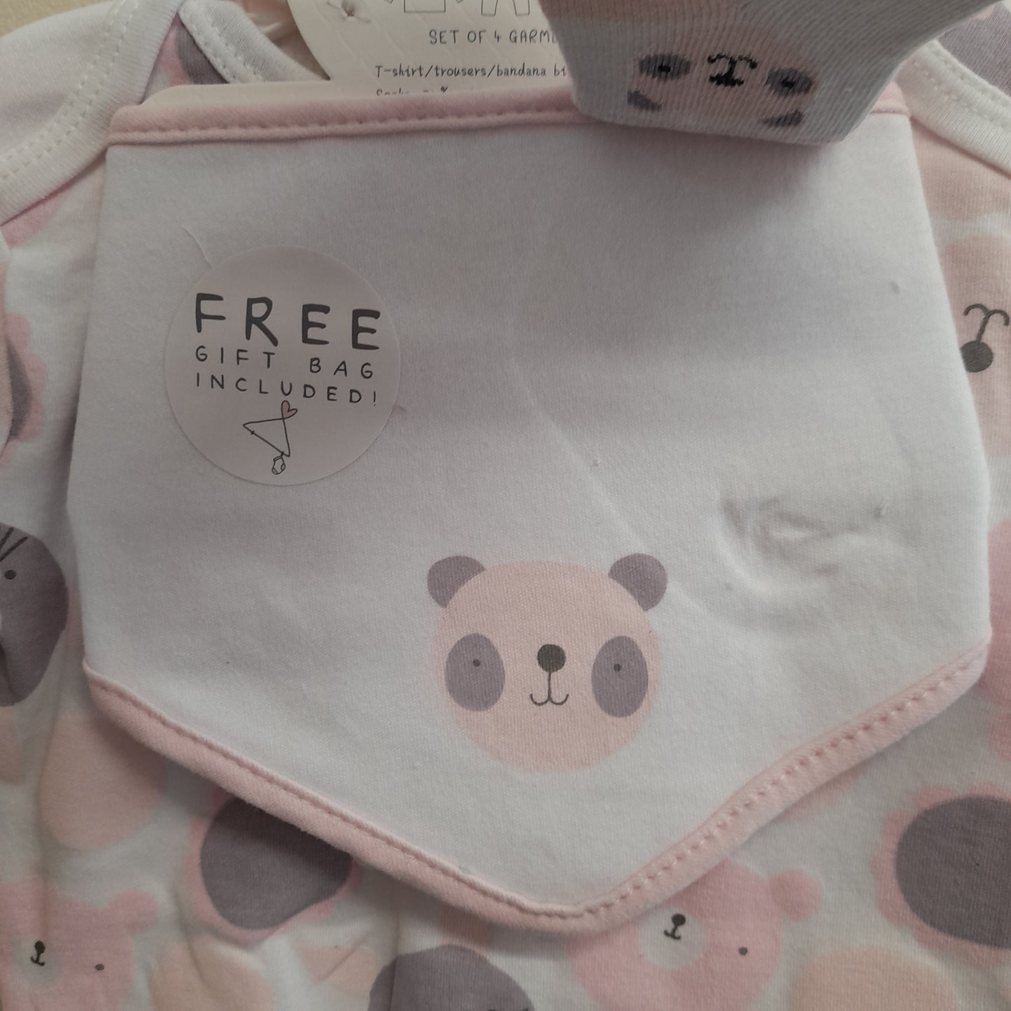 Babywear, Bear 4 Piece Gift Set, Pink, with Dust Cover and Bag