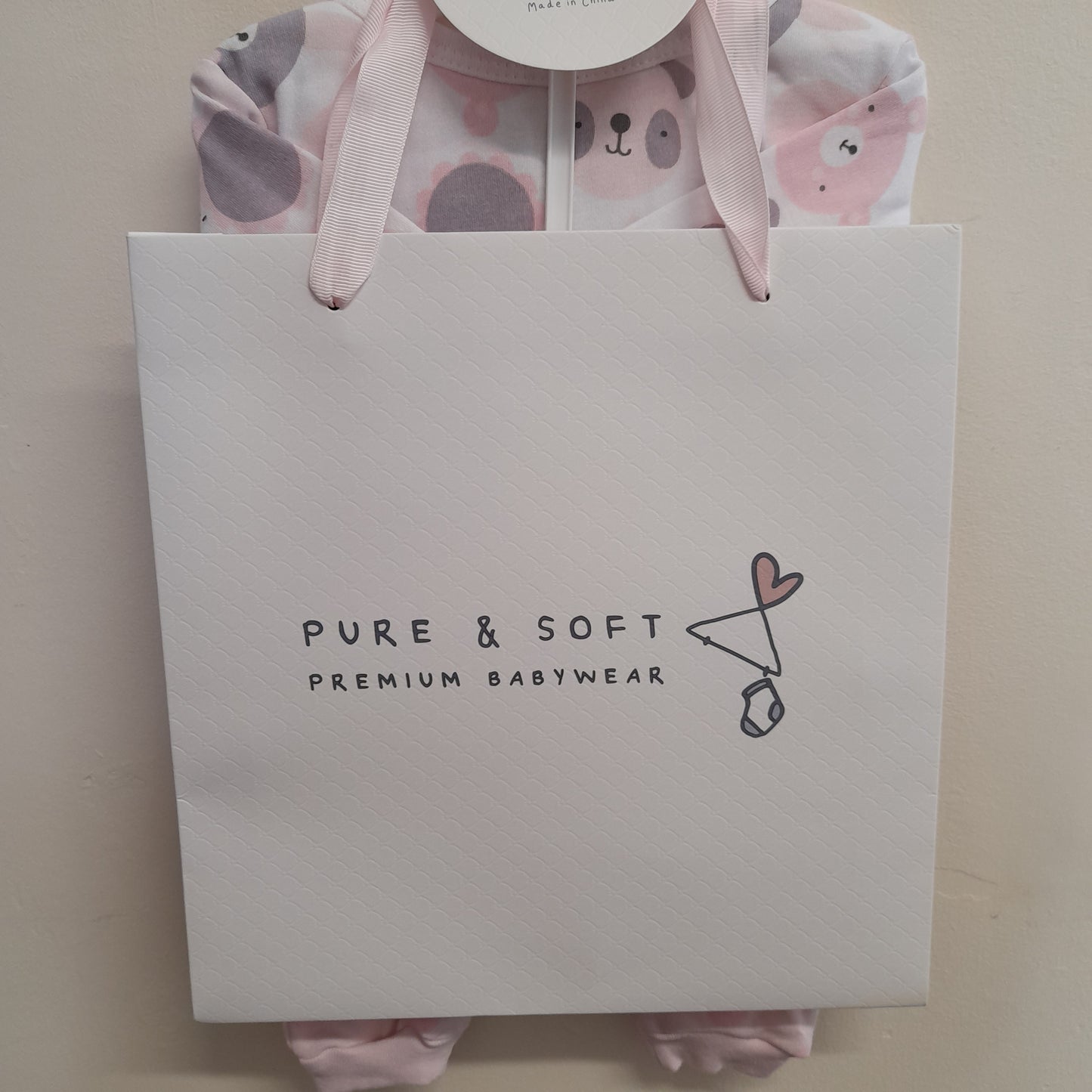 Babywear, Bear 4 Piece Gift Set, Pink, with Dust Cover and Bag