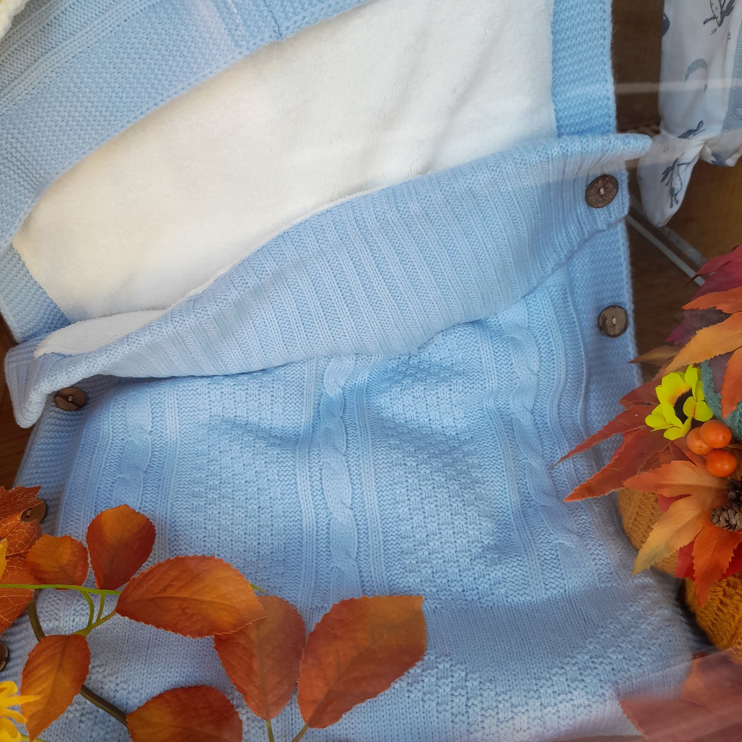 Baby Nest, Cable Knit, Padded Fleece Lined, Blue, Pink or Neutral