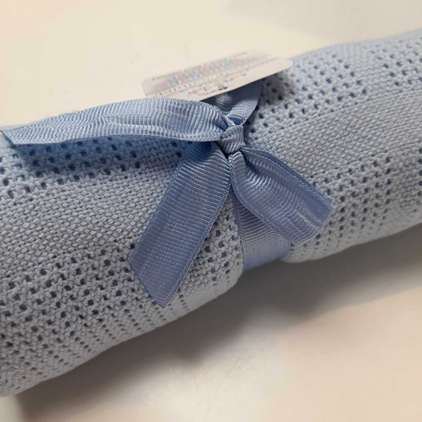 Baby Pram Blanket, Cotton Cellular, Pink, Blue or White, 70cm x 90cm