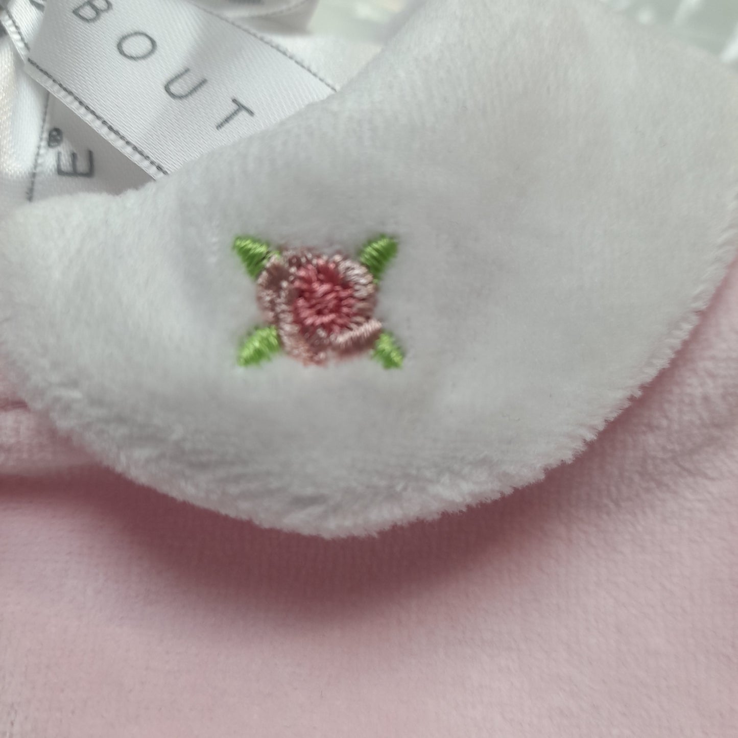 Babywear All-in-one, Pink Velour and Embroidered Rosebud