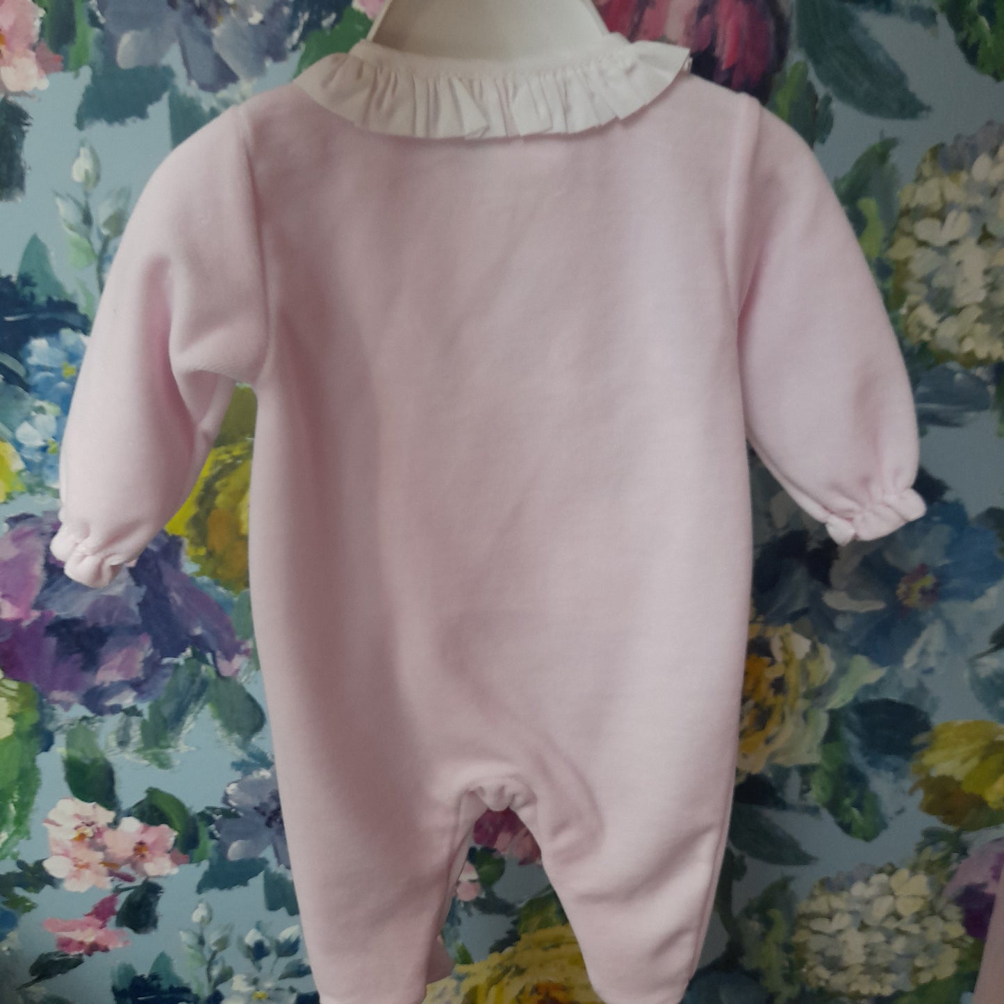 Babywear All-in-one with Teddy bear motif, Pink Velour