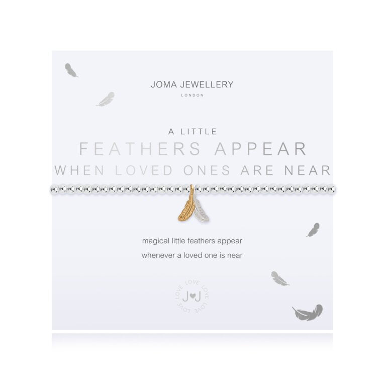 Jona A Little 'Feathers Appear When Loved Ones Are Near' Bracelet, Silver & Yellow Gold Plated