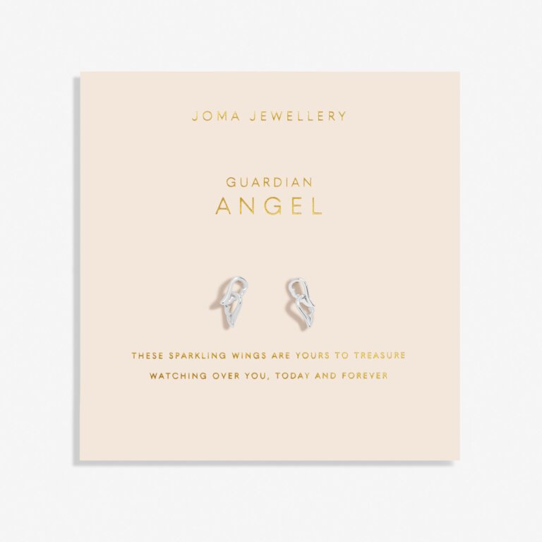 Joma Forever Yours Guardian Angel Earrings, Silver-plated