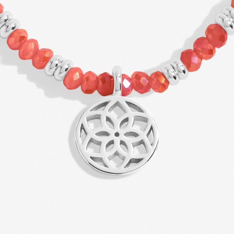 Joma Boho Beads Collection Bracelet - 'Dreamcatcher', Coral & Silver