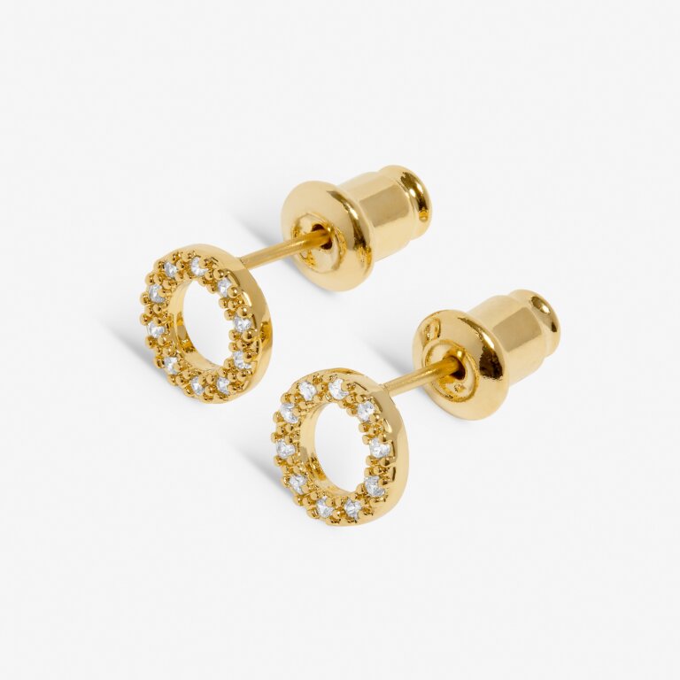 Joma Mini Charms Pavé Circle Earrings Gold-Plated