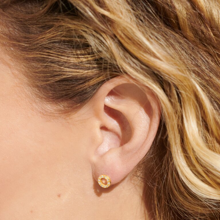 Joma Mini Charms Pavé Circle Earrings Gold-Plated