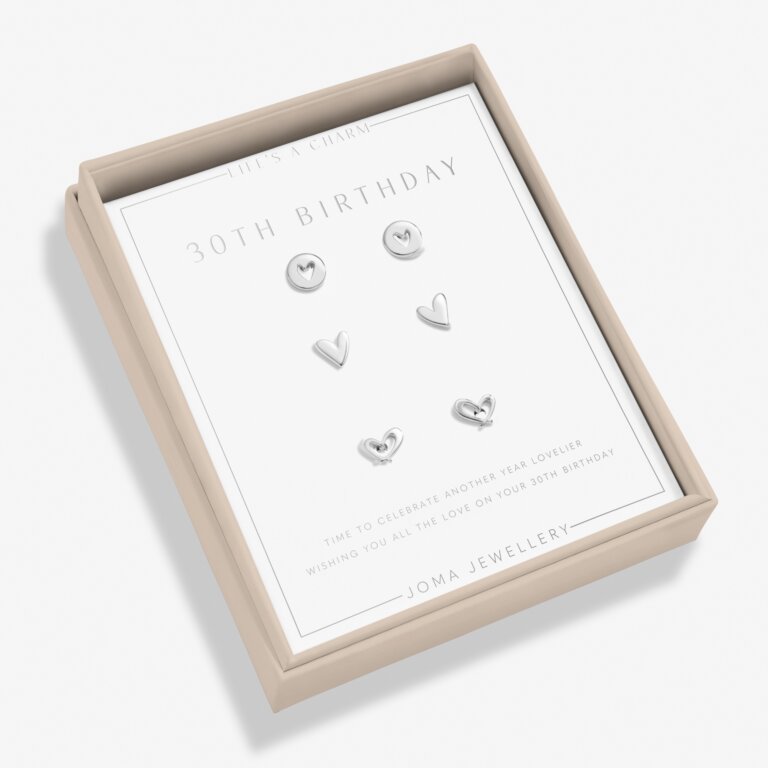 Joma 30th Birthday Earrings Set of 3, Silver-plated
