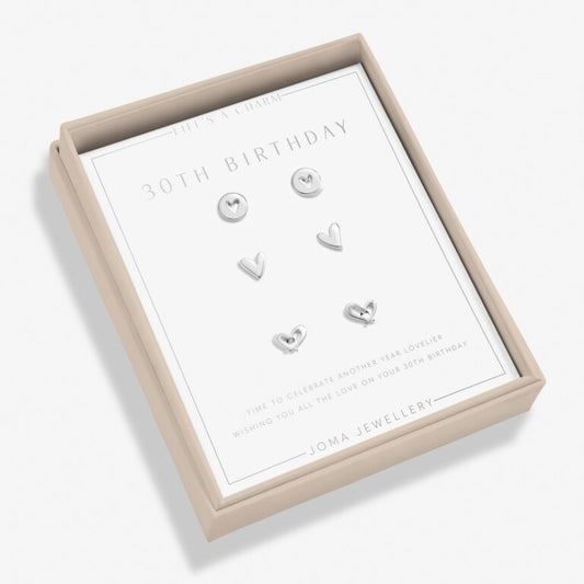 Joma 30th Birthday Earrings Set of 3, Silver-plated