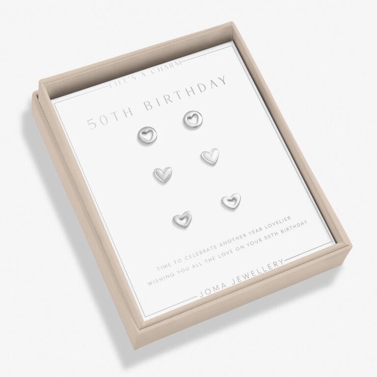 Joma 50th Birthday Earrings, Set of 3, Silver-plated