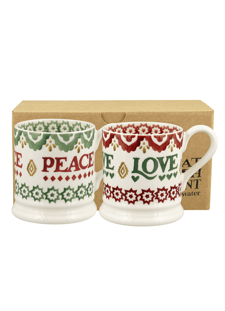 Emma Bridgewater 'Christmas Joy' Set of 2 Boxed ½ Pint Mugs