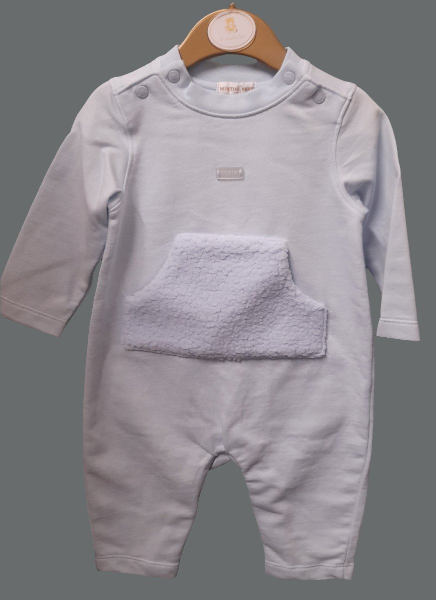 Babywear Winter One-Piece Fleece Pocket Suit, Baby Blue