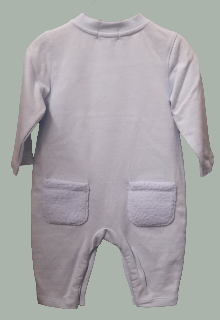Babywear Winter One-Piece Fleece Pocket Suit, Baby Blue