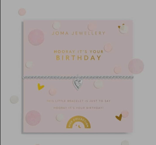 Joma Children's Confetti 'Hooray It's Your Birthday' Bracelet, Silver-plated