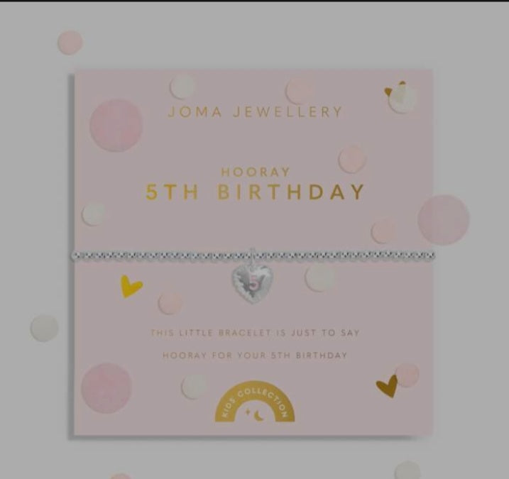 Joma Children's Confetti Birthday Bracelets 4th Birthday -13th Birthday, Silver-plated