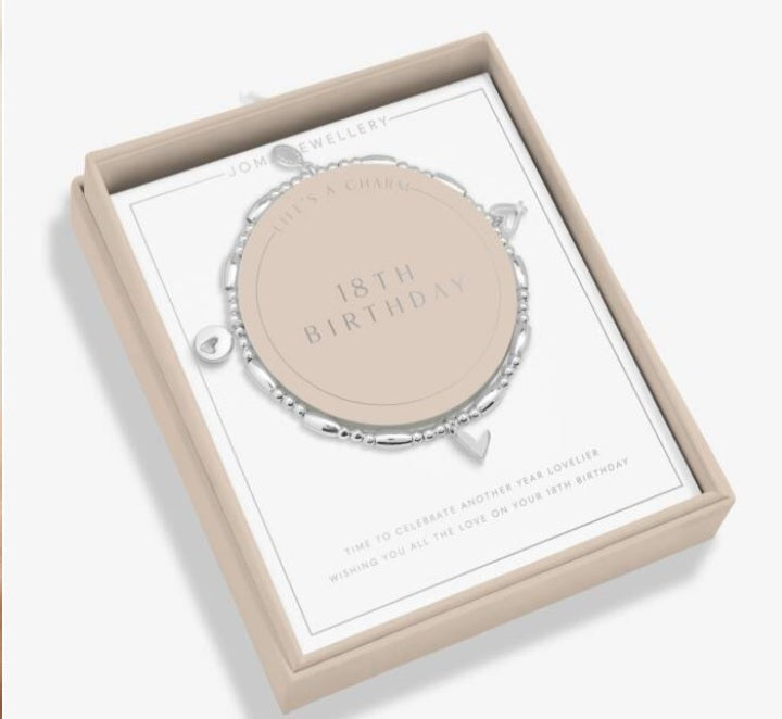 Joma Life's A Charm 18th Birthday Bracelet, Silver-plated, Boxed