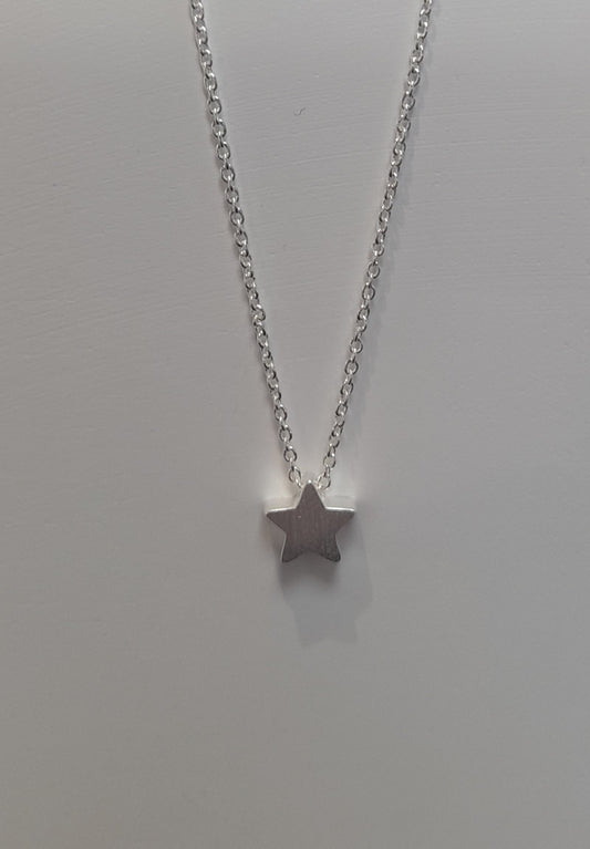 White Leaf Silver Star Pendant Necklace