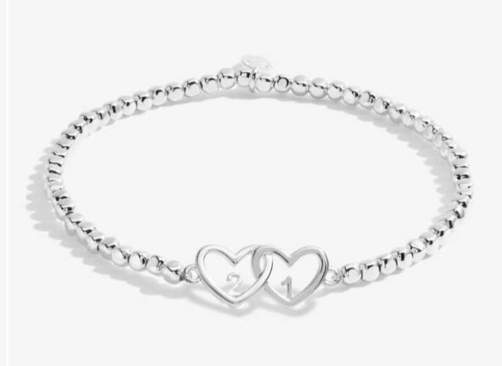 Joma Forever Yours Happy 21st Birthday Bracelet, Silver-plated