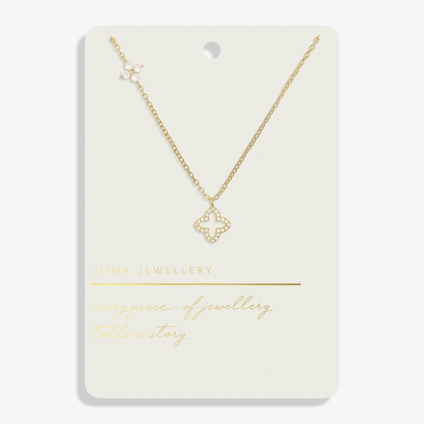 Joma Style Stories Pavé Clover Necklace, Gold-Plated