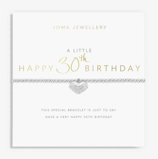 Joma A Little Happy 30th Birthday Bracelet, Silver-plated