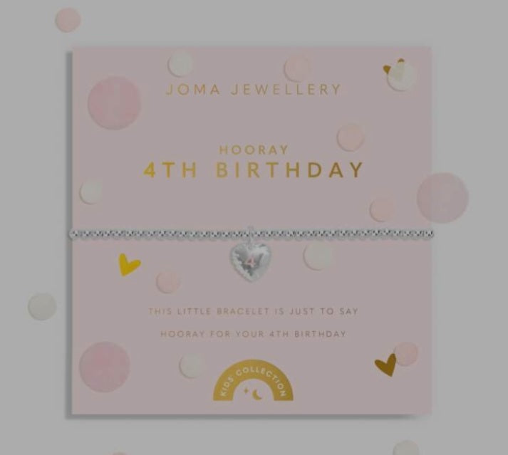 Joma Children's Confetti Birthday Bracelets 4th Birthday -13th Birthday, Silver-plated