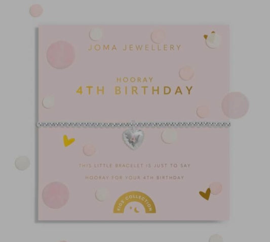 Joma Children's Confetti Birthday Bracelets 4th Birthday -13th Birthday, Silver-plated
