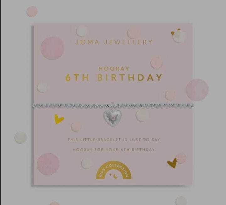 Joma Children's Confetti Birthday Bracelets 4th Birthday -13th Birthday, Silver-plated