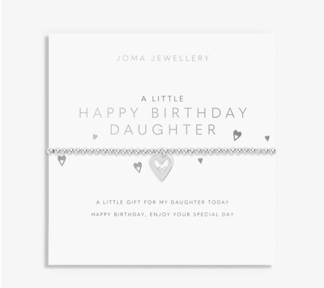 Woman A Little Happy Birthday Daughter Bracelet, Silver-Plated