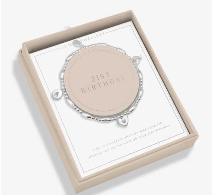 Joma 'Life's A Charm 21st Birthday Bracelet, Silver-plated, Boxed