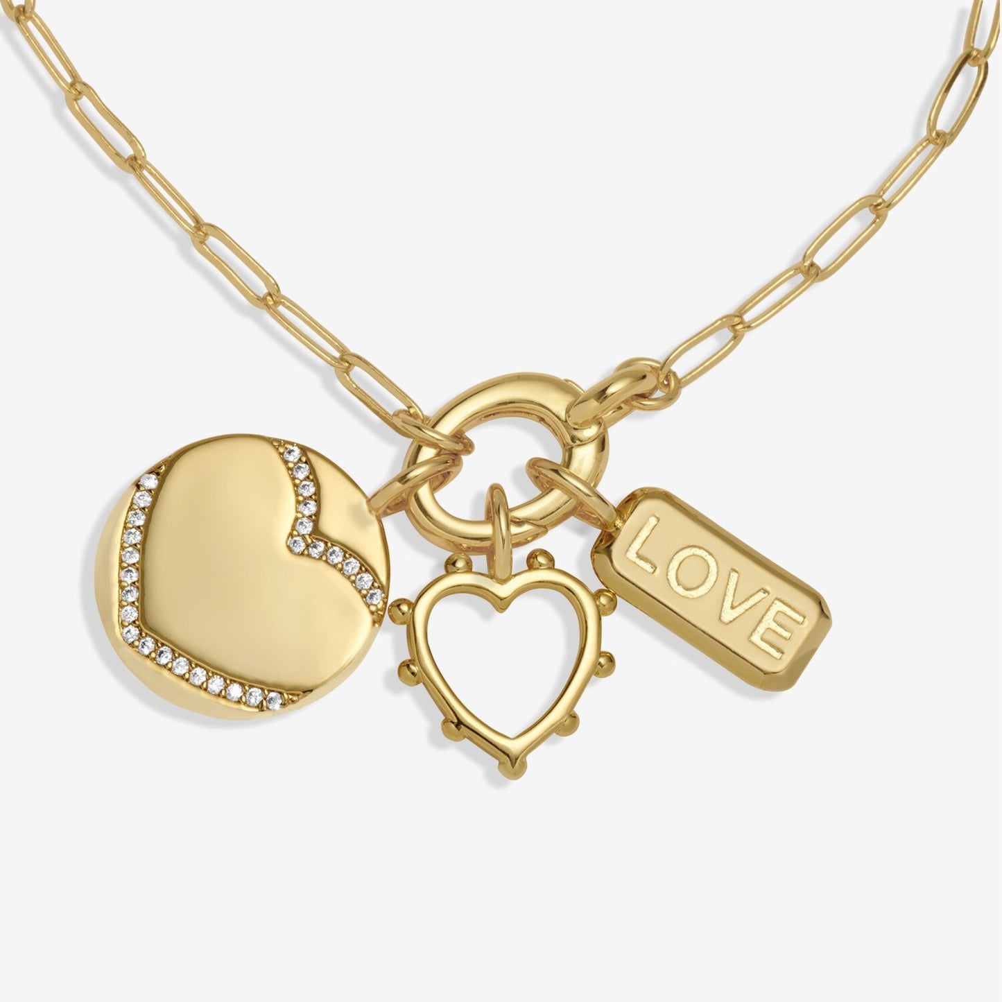 Joma Little Links Oval Clasp Love Charms Bracelet in Gold-Plating