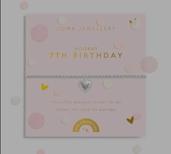 Joma Children's Confetti Birthday Bracelets 4th Birthday -13th Birthday, Silver-plated