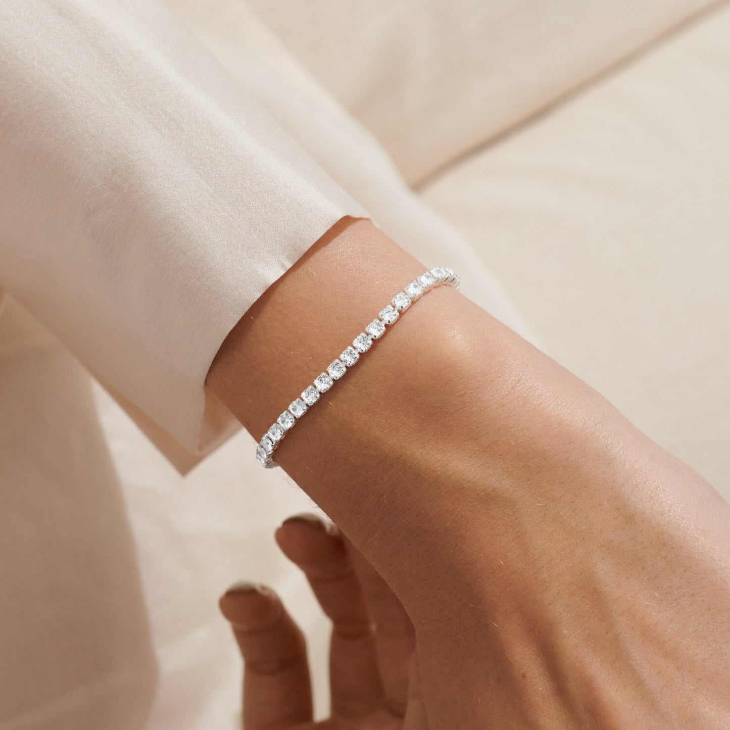 Joma CZ Tennis Bracelet, Silver-Plated, Adjustable