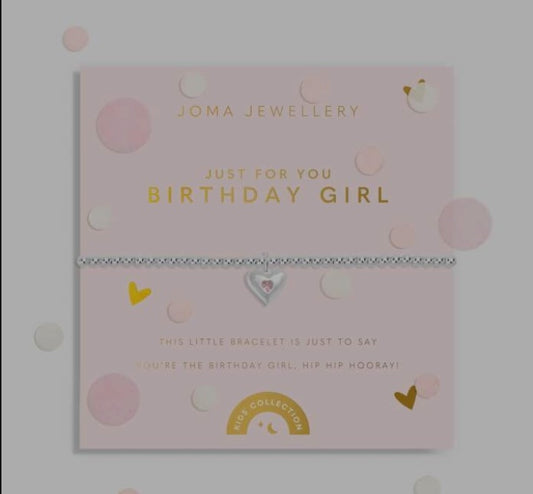 Joma Children's Confetti 'Just for you Birthday Girl' Bracelet, Silver-plated