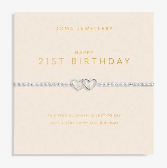 Joma Forever Yours Happy 21st Birthday Bracelet, Silver-plated