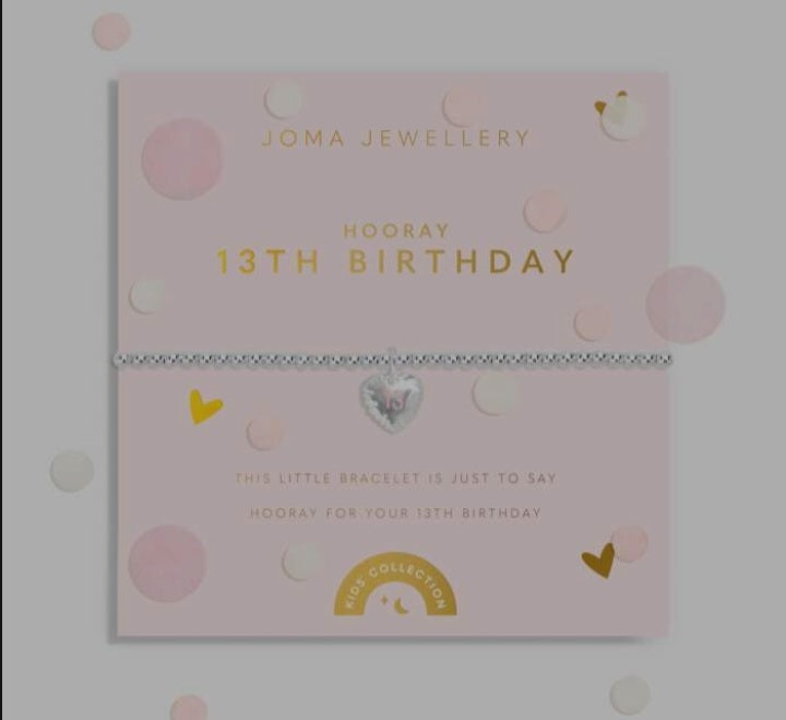 Joma Children's Confetti Birthday Bracelets 4th Birthday -13th Birthday, Silver-plated