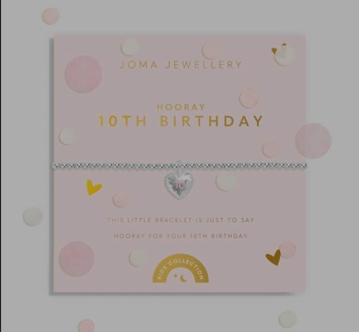 Joma Children's Confetti Birthday Bracelets 4th Birthday -13th Birthday, Silver-plated