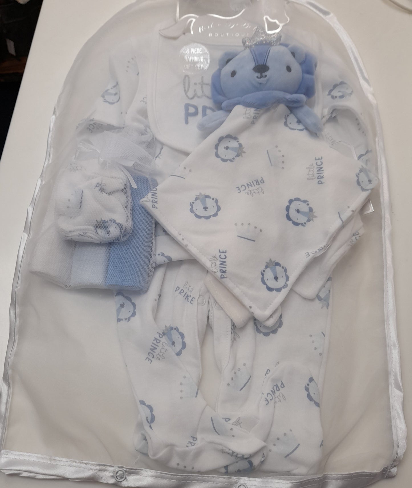 Babywear 'Little Prince' 8 Piece Set, White / Blue