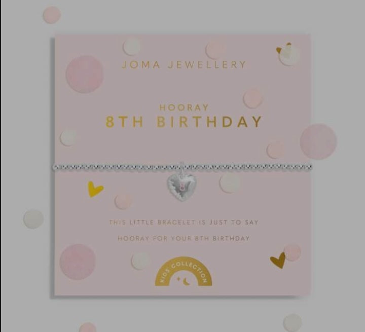 Joma Children's Confetti Birthday Bracelets 4th Birthday -13th Birthday, Silver-plated