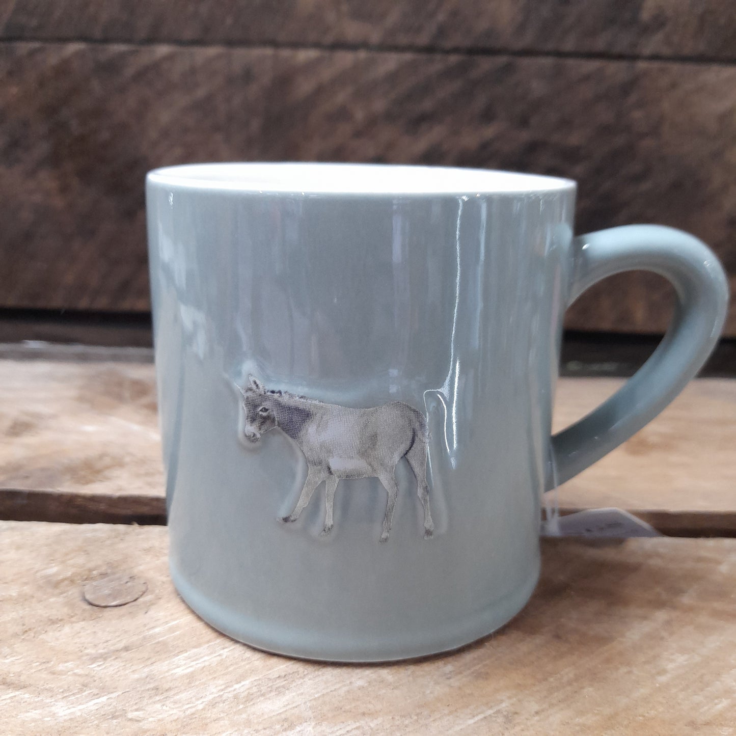 Mug - Donkey, Pale Green, Embossed Stoneware