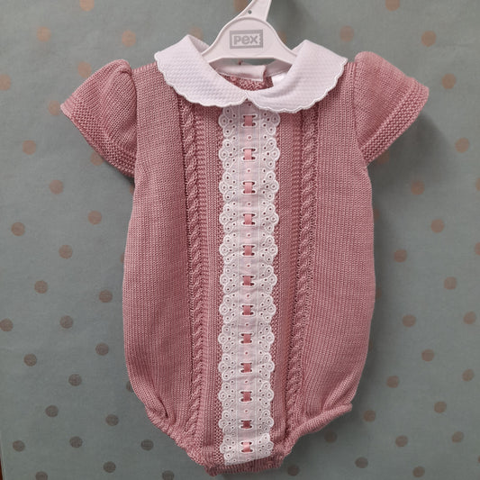 Babywear Knit Romper, Dusky Pink