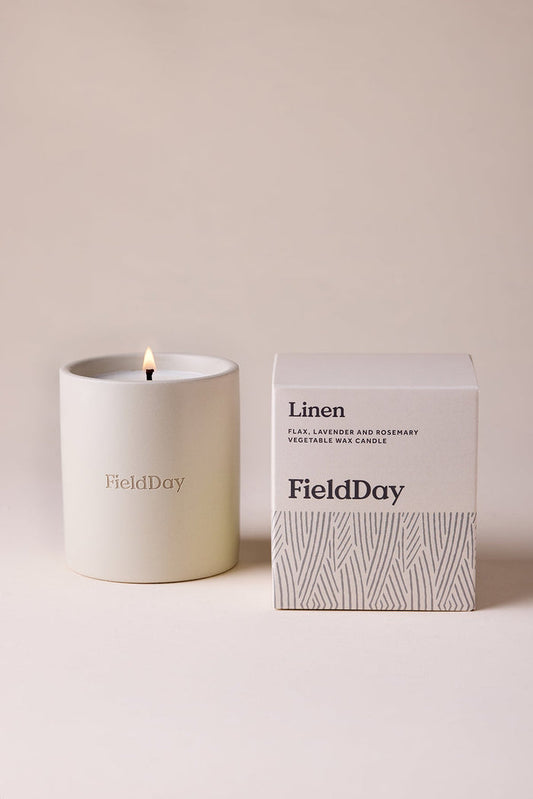 Fieldday Stoneware Candle, Linen