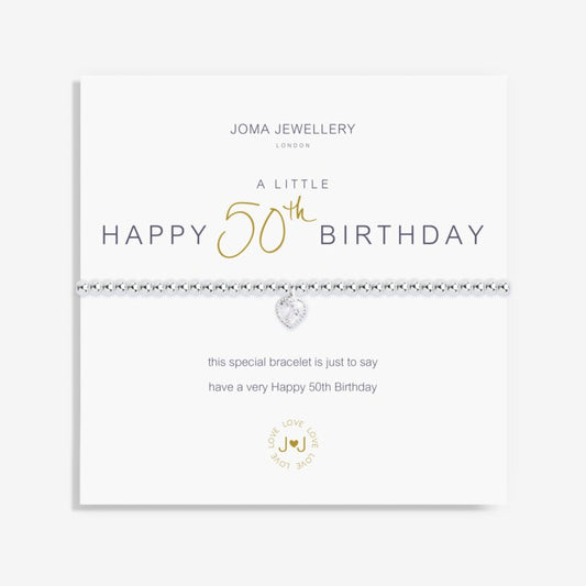 Joma A Little Happy 50th Birthday Bracelet, Silver-plated