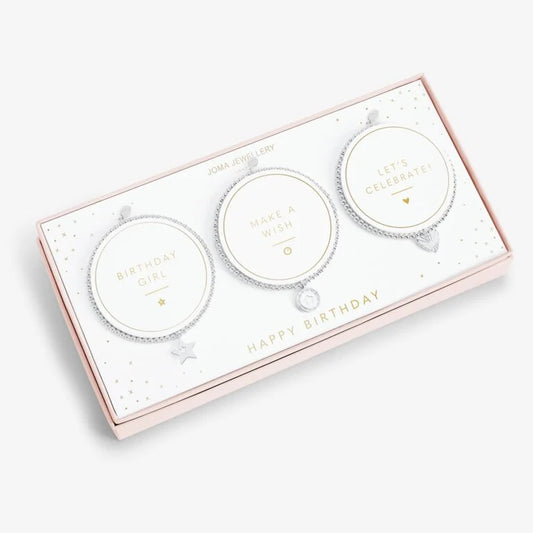 Joma Jewellery A Little 'Happy Birthday' Set of 3 Bracelets