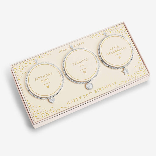 Joma Bracelet Set of 3 Boxed - Happy 30th Birthday