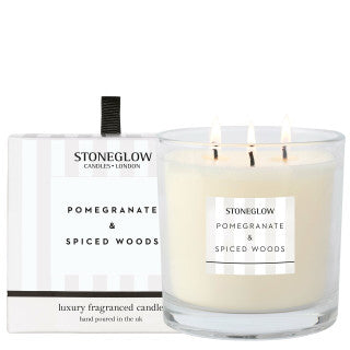 Stoneglow Modern Classics Pomegranate & Spiced Woods, 3 Wick Candle