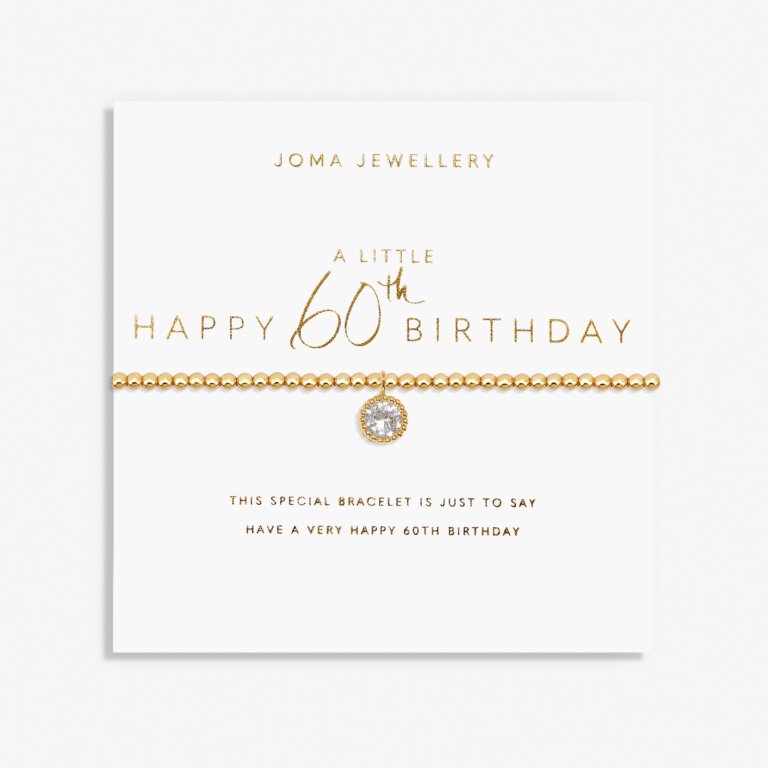 Joma A Little Happy 60th Birthday Bracelet, Diamante charm, Gold-Plated